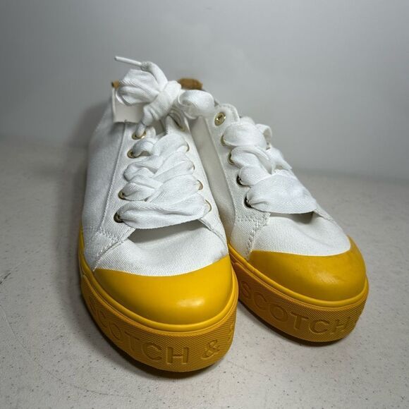 Scotch and Soda Platform Canvas Sneakers Yellow Women's Size 10 - Picture 4 of 8